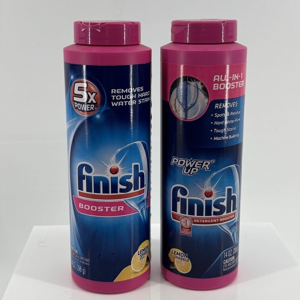 Finish Hard Water Booster Powder 14 Ounces Hard Water Lemon Sparkle Lot of 2